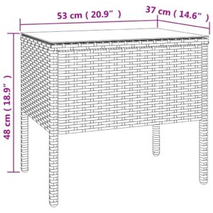 Bočný stolík hnedý 53x37x48 cm polyratan a tvrdené sklo - eshop