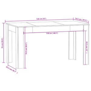 Jedálenský stôl sivý dub somoma 140x74,5x76 cm spracované drevo - predaj