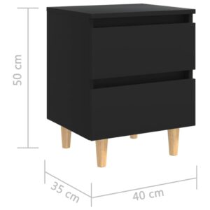 Nočný stolík s nohami z borovicového dreva čierny 40x35x50 cm - predaj