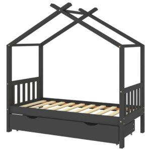 Rám detskej postele so zásuvkou tmavosivý borovica 80x160 cm Produkt