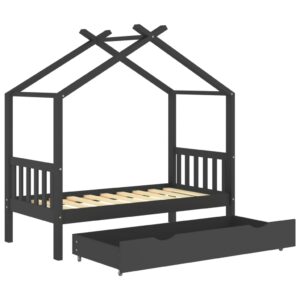 Fotka  Rám detskej postele so zásuvkou tmavosivý borovica 80x160 cm