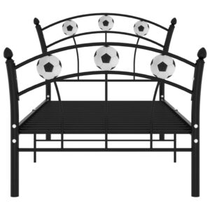 Rám postele s futbalovým dizajnom čierny kov 90x200 cm Foto