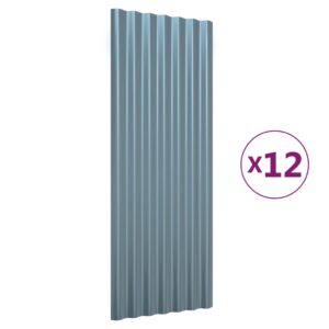 Strešné panely 12 ks práškovaná oceľ sivá 100x36 cm Produkt