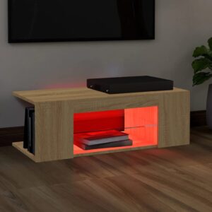 TV skrinka s LED svetlami dub sonoma 90x39x30 cm - eshop