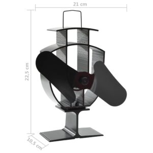 Produkt  Teplom poháňaný ventilátor na krb s 2 lopatkami čierny