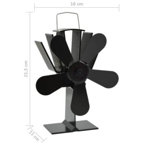 Produkt  Teplom poháňaný ventilátor na krb s 5 lopatkami čierny