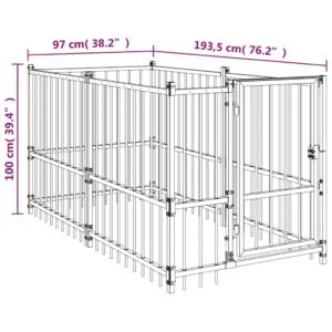 VidaXL Búda pre psov čierna 193,5x97x100 cm oceľ - predaj