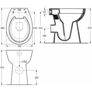 Obrázok  Vysoké bezokrajové WC s jemným zatváraním o 7 cm vyššie  keramické biele