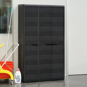 Záhradná skladoavcia skrinka s 4 policami, čierna Foto
