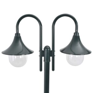 Záhradná stĺpová lampa E27 220 cm hliník 2-lampáše tmavozelená Produkt