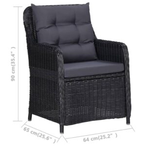 Produkt  Záhradné stoličky 2 ks s podložkami polyratan čierne