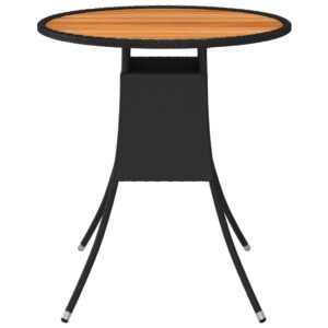 Záhradný jedálenský stôl čierny Ø 70 cm polyratan a akáciový masív Produkt