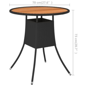 Fotka  Záhradný jedálenský stôl čierny Ø 70 cm polyratan a akáciový masív