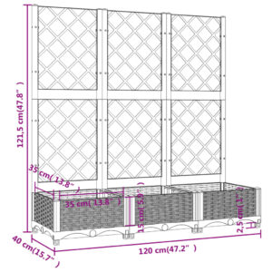 Produkt  Záhradný kvetináč s mriežkou tmavosivý 120x40x121,5 cm PP