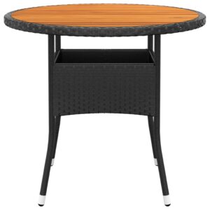 Záhradný stôl Ø80x75 cm akáciové drevo a polyratan čierny Produkt