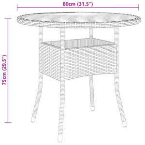 Záhradný stôl Ø80x75 cm akáciové drevo a polyratan čierny Obrázok