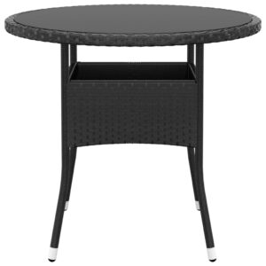 Záhradný stôl Ø80x75 cm tvrdené sklo a polyratan čierny Produkt