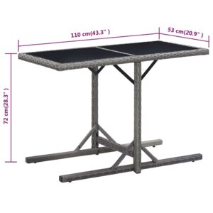 Záhradný stôl antracitový 110x53x72 cm sklenený a polyratan - eshop