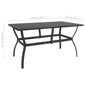 Záhradný stôl antracitový 140x80x72 cm oceľ - eshop