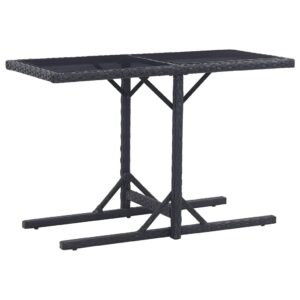 Záhradný stôl čierny 110x53x72 cm sklenený a polyratan
