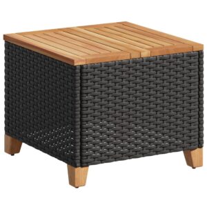 Záhradný stôl čierny 45x45x37 cm polyratan akáciové drevo Produkt