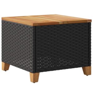 Záhradný stôl čierny 45x45x37 cm polyratan akáciové drevo - predaj