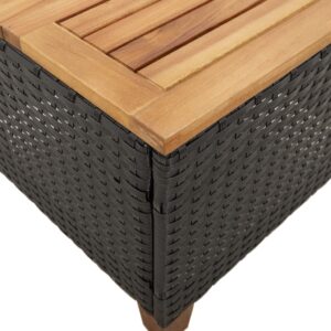 Produkt  Záhradný stôl čierny 45x45x37 cm polyratan akáciové drevo