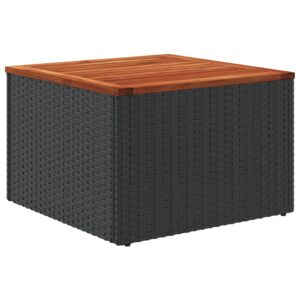 Záhradný stôl čierny 55x55x37 cm polyratan a akáciové drevo - eshop