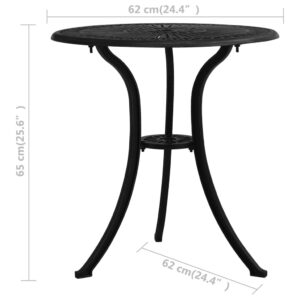 Záhradný stôl čierny 62x62x65 cm liaty hliník - eshop