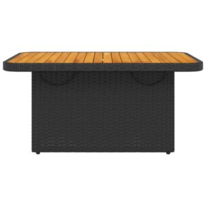 Fotka  Záhradný stôl čierny 90x55x71 cm polyratan a akáciové drevo