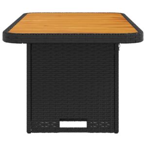 Záhradný stôl čierny 90x55x71 cm polyratan a akáciové drevo - eshop