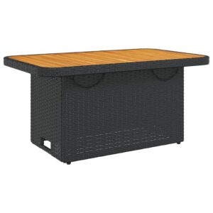 Záhradný stôl čierny 90x55x71 cm polyratan a akáciové drevo - predaj