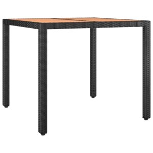 Záhradný stôl drevená doska čierny polyratan a masívna akácia Produkt
