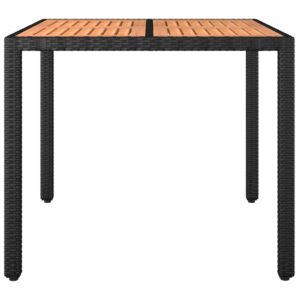 Záhradný stôl drevená doska čierny polyratan a masívna akácia Foto