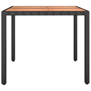 Záhradný stôl drevená doska čierny polyratan a masívna akácia Obrázok