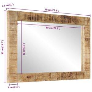 Foto  Zrkadlo 70x50 cm masívne mangovníkové drevo a sklo