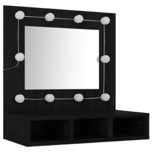 Zrkadlová skrinka s LED čierna 60x31,5x62 cm - eshop