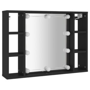 Zrkadlová skrinka s LED čierna 76x15x55 cm Foto