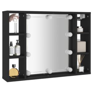 Zrkadlová skrinka s LED čierna 76x15x55 cm - eshop