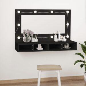Zrkadlová skrinka s LED čierna 90x31,5x62 cm Foto