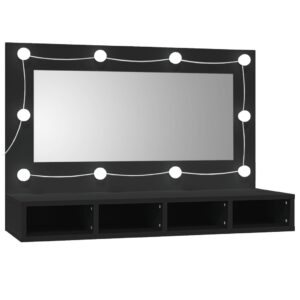 Fotka  Zrkadlová skrinka s LED čierna 90x31,5x62 cm