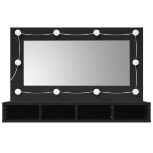 Zrkadlová skrinka s LED čierna 90x31,5x62 cm - eshop