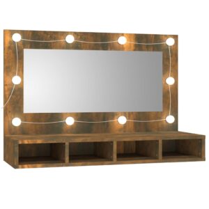 Zrkadlová skrinka s LED dymový dub 90x31,5x62 cm Produkt