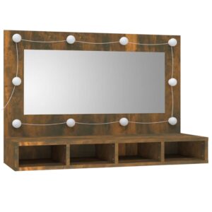 Zrkadlová skrinka s LED dymový dub 90x31,5x62 cm Foto