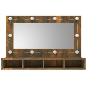 Zrkadlová skrinka s LED dymový dub 90x31,5x62 cm Obrázok
