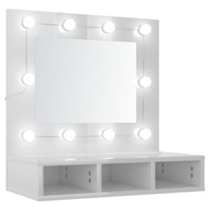 Zrkadlová skrinka s LED lesklá biela 60x31,5x62 cm Produkt