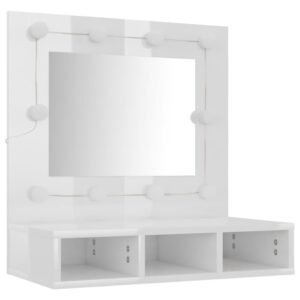 Zrkadlová skrinka s LED lesklá biela 60x31,5x62 cm Obrázok