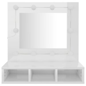 Fotka  Zrkadlová skrinka s LED lesklá biela 60x31,5x62 cm