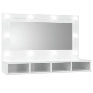 Zrkadlová skrinka s LED lesklá biela 90x31,5x62 cm Produkt