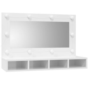 Zrkadlová skrinka s LED lesklá biela 90x31,5x62 cm Foto